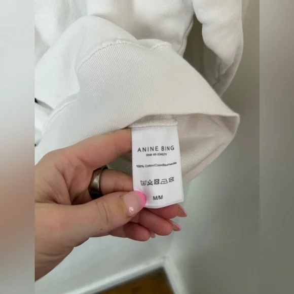 Anine Bing Ramona Empowerment Sweatshirt In White Medium - Picture 3 of 7